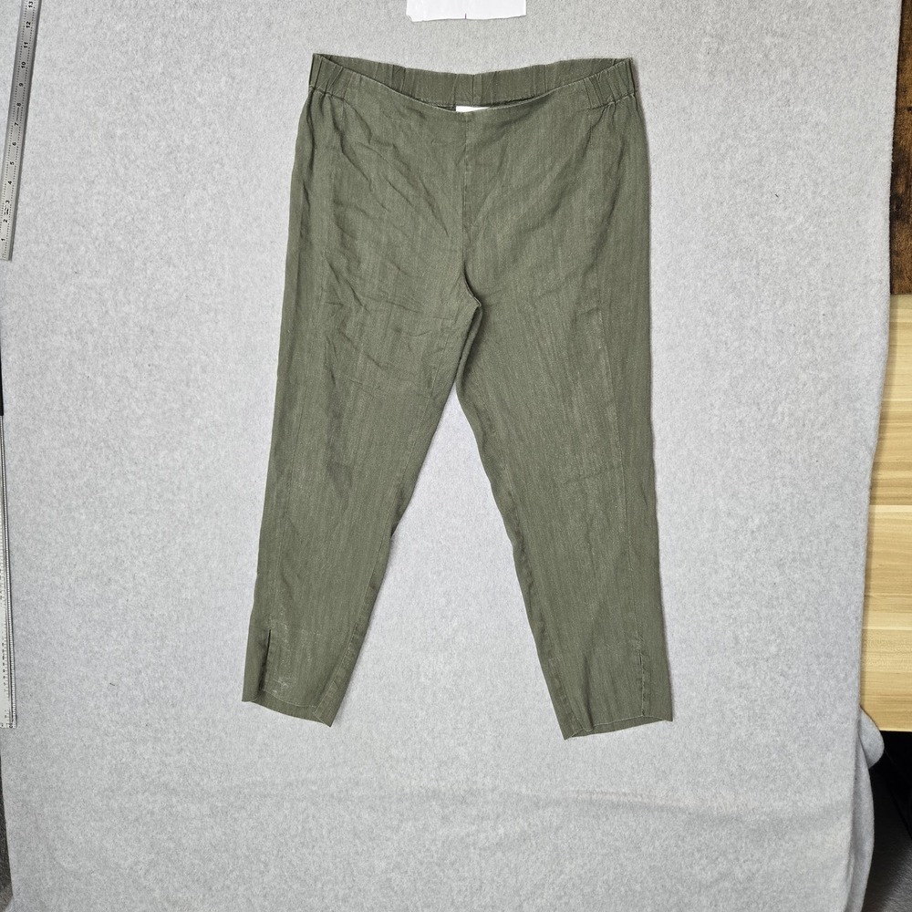 J. Jill Women Pants S Green Linen Rayon Viscose Stretch Coastal Beach 25" Inseam